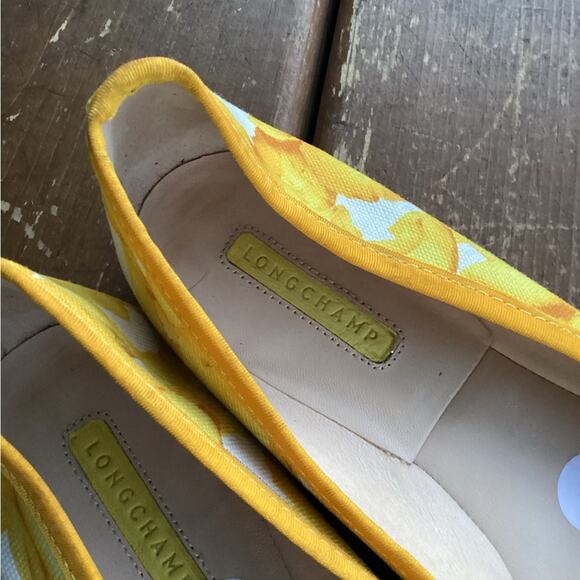 New Longchamp Yellow Floral Bow Ballet Flats Shoes EU 40 | MSRP $300 - Picture 6 of 8